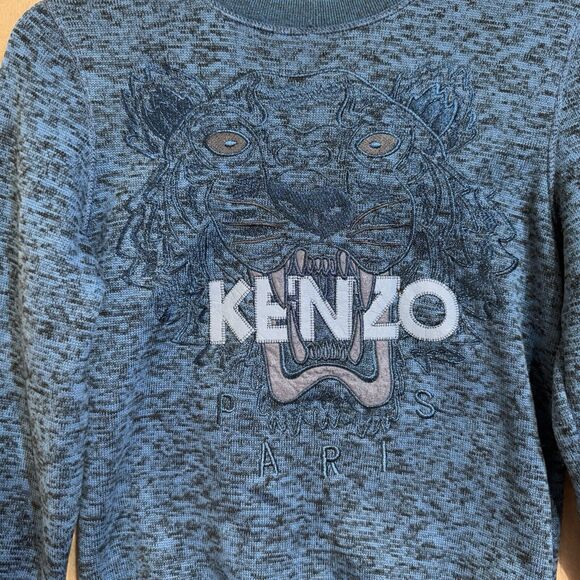 Kenzo Paris Sweater Womens Blue Tiger Jungle Crewneck Sweatshirt Sz S - Picture 10 of 16